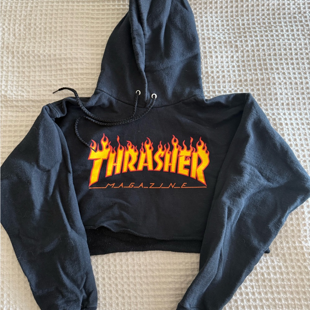 Cropped Thrasher Black Hoodie
